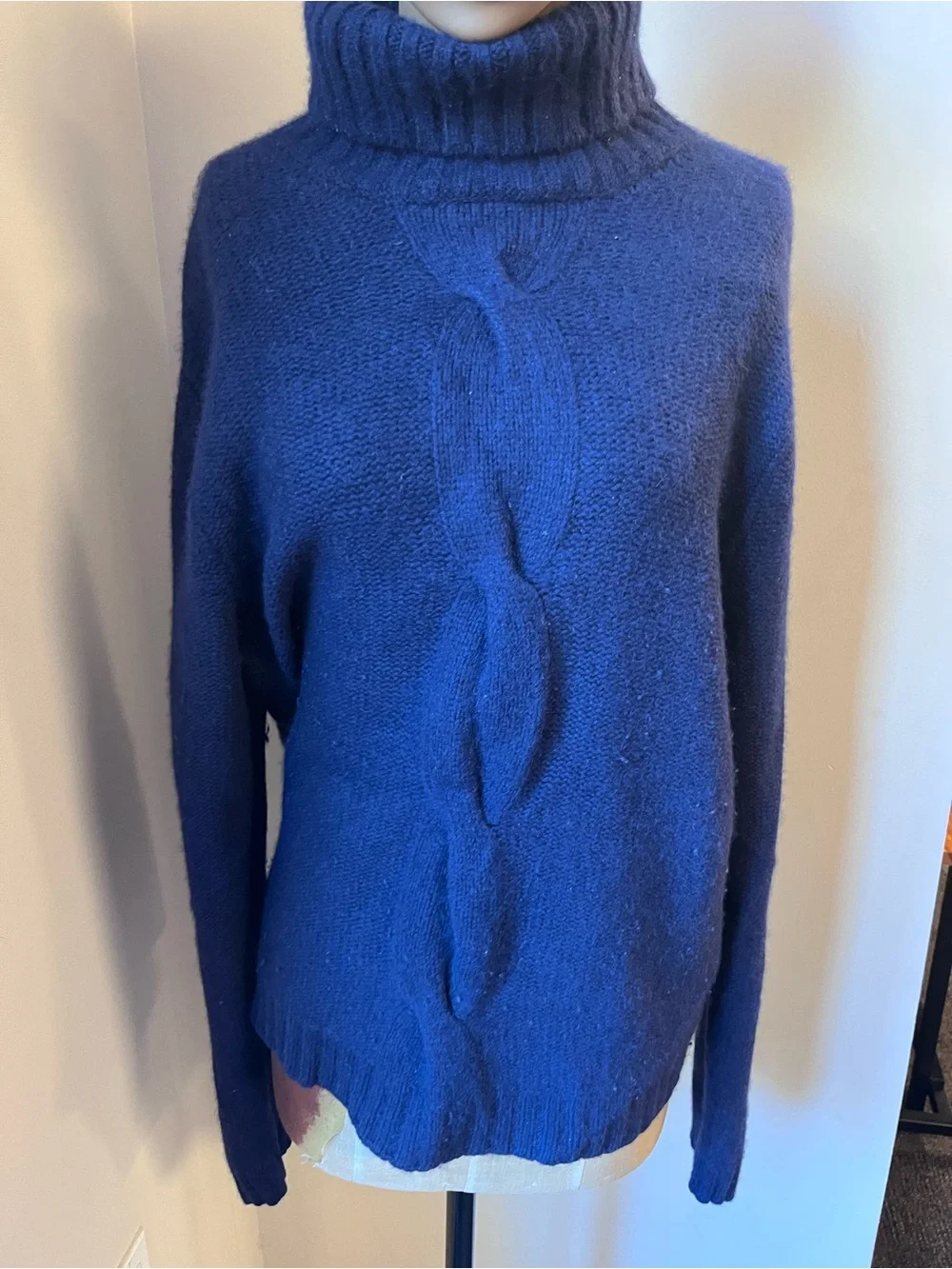 Saks Navy Turtleneck Cozy Knit Sweater - Women's